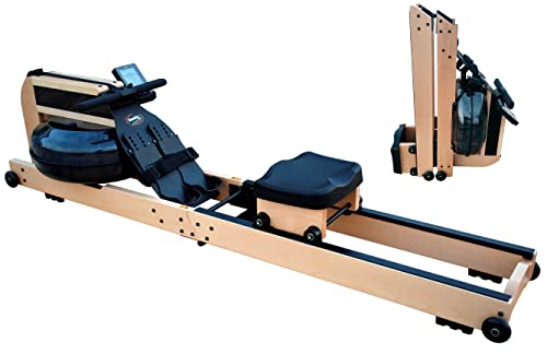 Holz Wasser-Rudergerät Wood Champion Rower II Ruderzugmaschine mit Water Resistance System klappbar...