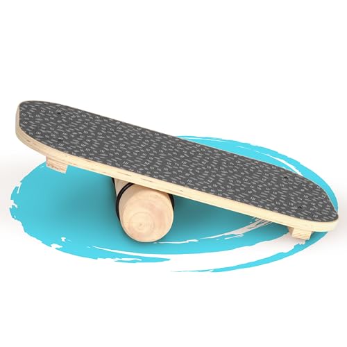 SportPlus Balance Board aus Holz mit Rolle, rutschfestes Griptape, ideal für...