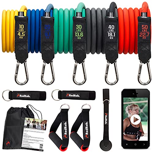 Red Rab Premium Widerstandsbänder Set für Dein Training Zuhause, Resistance Bands, Fitnessbänder...